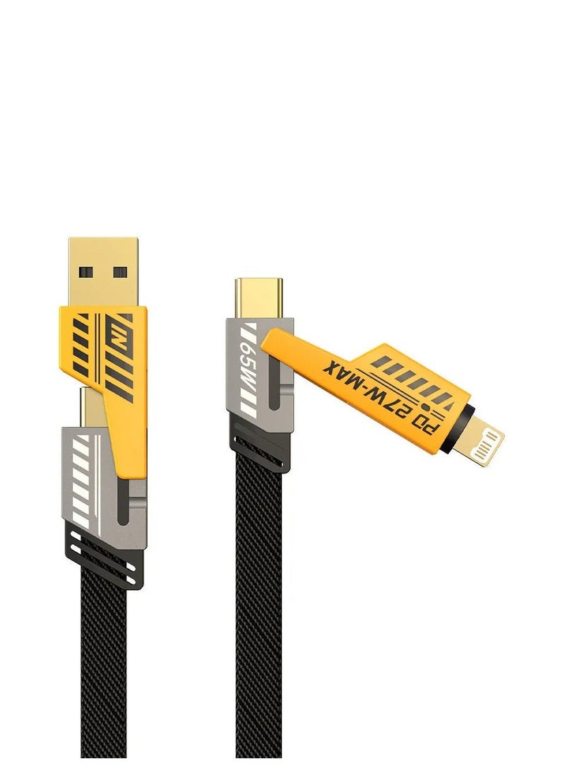 Hock 4 in 1 USB-C Data and Charging Cable, 2-Pull Fast Charging Cable with 100cm Mechanical Cable, for Ipad, Samsung Galaxy - Support Power Delivery up to 65W, Dual Use Type C to Lightning Dual USB - Image 1