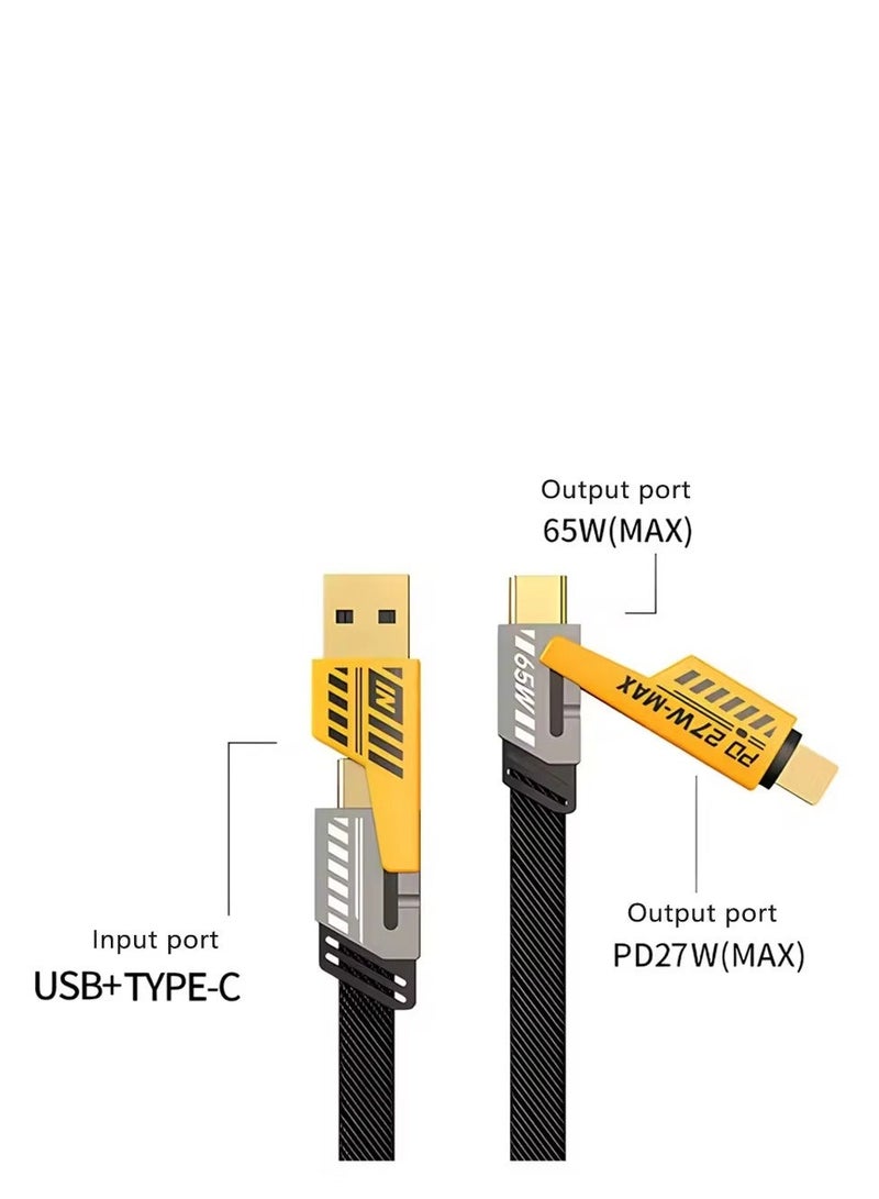 Hock 4 in 1 USB-C Data and Charging Cable, 2-Pull Fast Charging Cable with 100cm Mechanical Cable, for Ipad, Samsung Galaxy - Support Power Delivery up to 65W, Dual Use Type C to Lightning Dual USB - Image 3