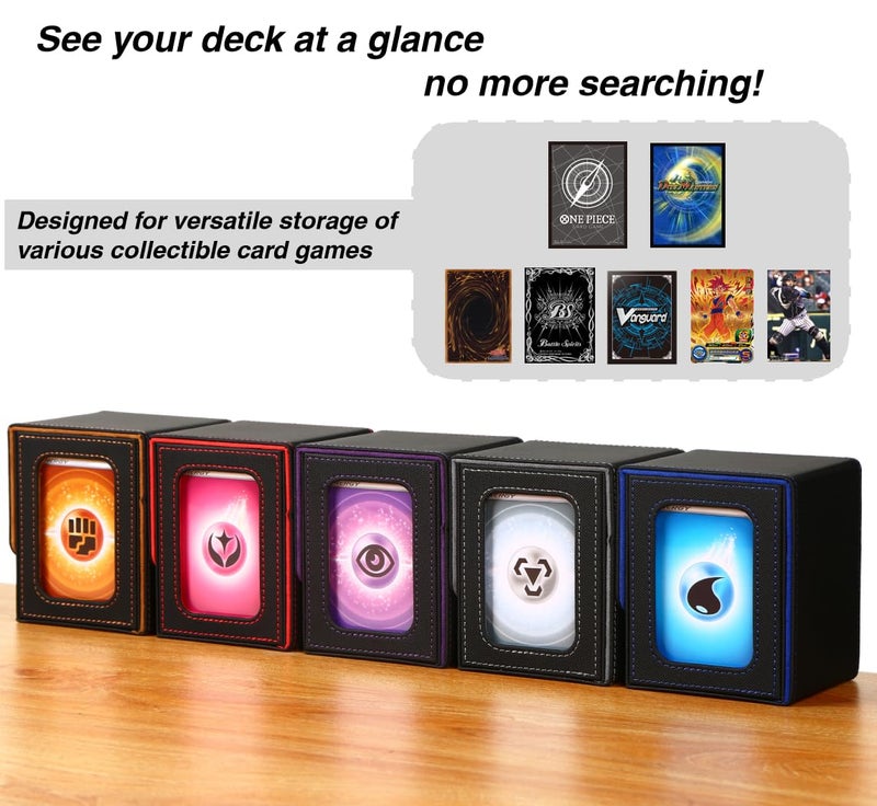Venssu MTG Deck Box for Commander Display,Card Deck Box Fits 100 Double Sleeved Cards, TCG Card Storage Box (Black and Green, 1 window) - Image 4