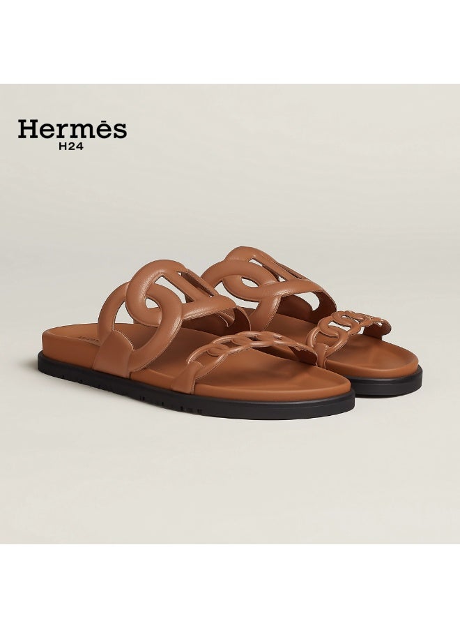 Hermes H24 Extra Sandal Techno-sandal in Nappa Leather  Metallic Anatomical Rubber Sole - Image 1