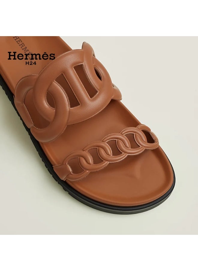 Hermes H24 Extra Sandal Techno-sandal in Nappa Leather  Metallic Anatomical Rubber Sole - Image 4