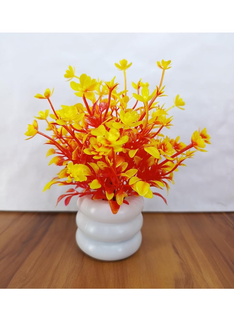 Generic Artificial Bonsai Wild Multicolor for Home Office Room Drawing Room Living Room Desk Table Kitchen Lobby Balcony Other Gifting Purposes with Snowman White Plastic Pots Pack of 4  - Image 3