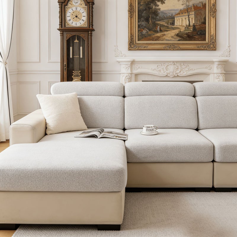 1 Seater Modern Stretchy Elastic Minimalist Sofa Slipcover Beige Color Cushion Protector Non-Deforming Seat Cover Machine Washable Hand Washable For All Sofas - Image 5