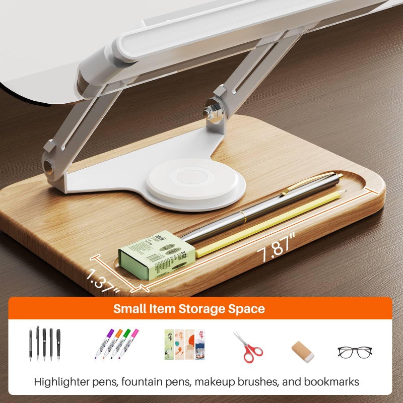 BYMECOST Acrylic Book Stand for Reading, 360Â°Rotating Book Holder with Pen Slot, Adjustable Height and Angle, Elastic Clips for Cookbook Stand, Foldable Desktop Riser for Laptop,Tablet,Recipe,Magazine - Image 3