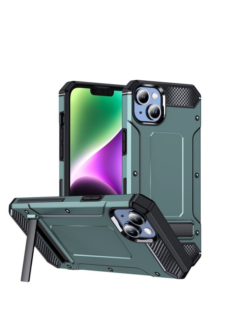 vesus For iPhone 15 Plus Matte Holder Phone Case(Dark Green