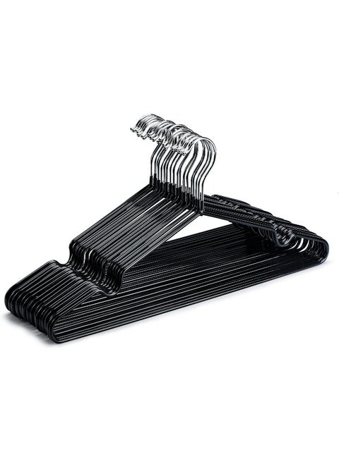 HOUSE DAY Metal Hangers Plastic Hangers 10 Pack - Black Shirt Hangers for Clothes Space Saving Clothes Hangers Rubber Coat Hangers for Adult Heavy Duty Hangers Strong Anti-Slip Hangers Wire Hangers