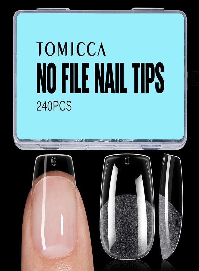 TOMICCA Extra Short Coffin Nail Tips, 240Pcs Half Matte Press on Full Cover Acrylic Nails, 12 Sizes Pre -Shape Soft Acrylic Fake Nail Tips for Nail Extension Art Home DIY Nail Salon - Image 1