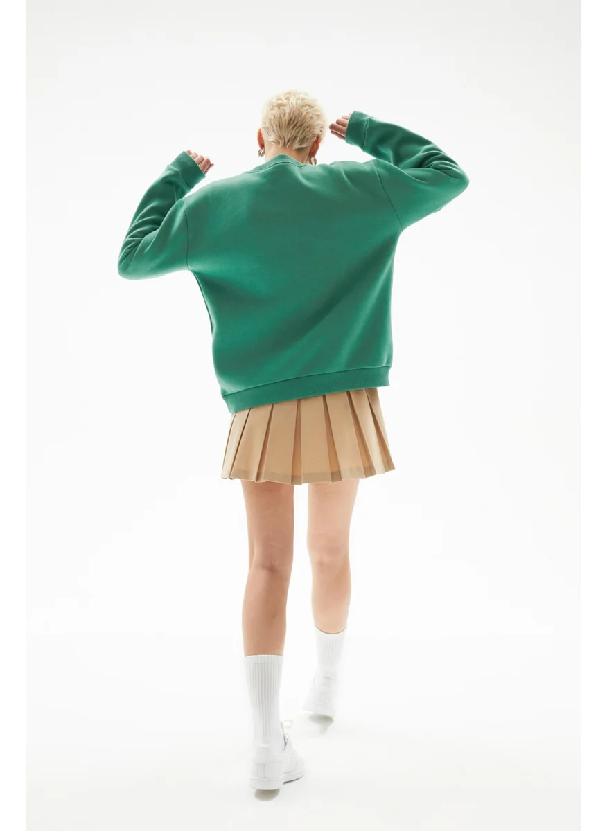 JUNE Embroidery Detailed Raised Sweatshirt