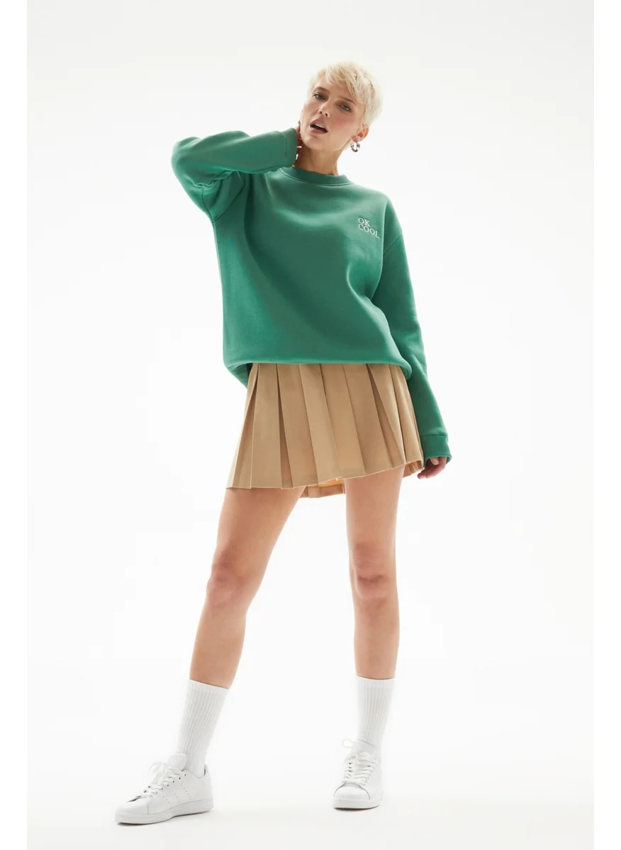 JUNE Embroidery Detailed Raised Sweatshirt