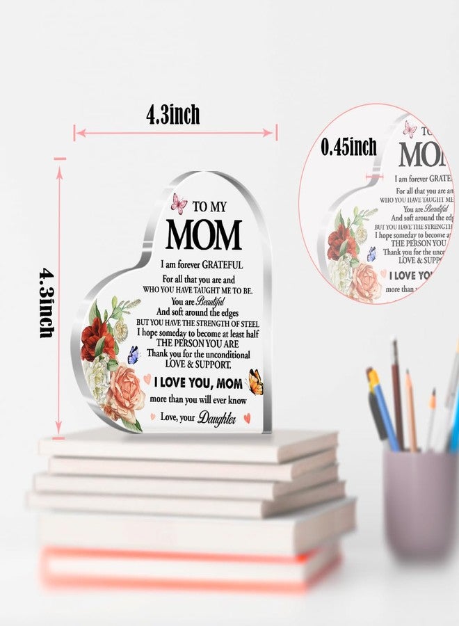 aPamr Mom Plaque Gift,Gifts for Mom Mother's Day Birthday,Mom Gifts from Daughter Son,I Am Grateful Forever Mother Acrylic Heart Plaque A502 - Image 3