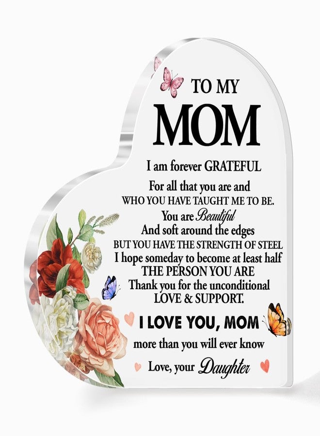 aPamr Mom Plaque Gift,Gifts for Mom Mother's Day Birthday,Mom Gifts from Daughter Son,I Am Grateful Forever Mother Acrylic Heart Plaque A502 - Image 1
