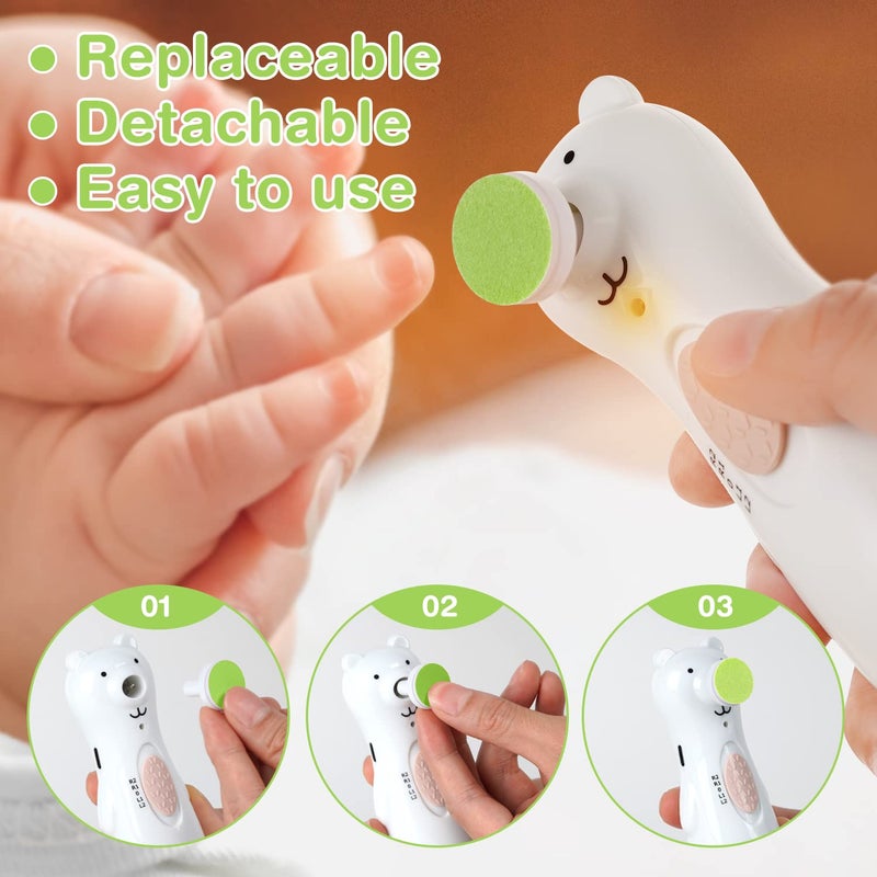haakaa Electric Nail Trimmer Replacement Pads Baby Nail Trimmer Heads Compatible with All haakaa Nail Trimmers, Suitable for 6-12months, Green - Image 2