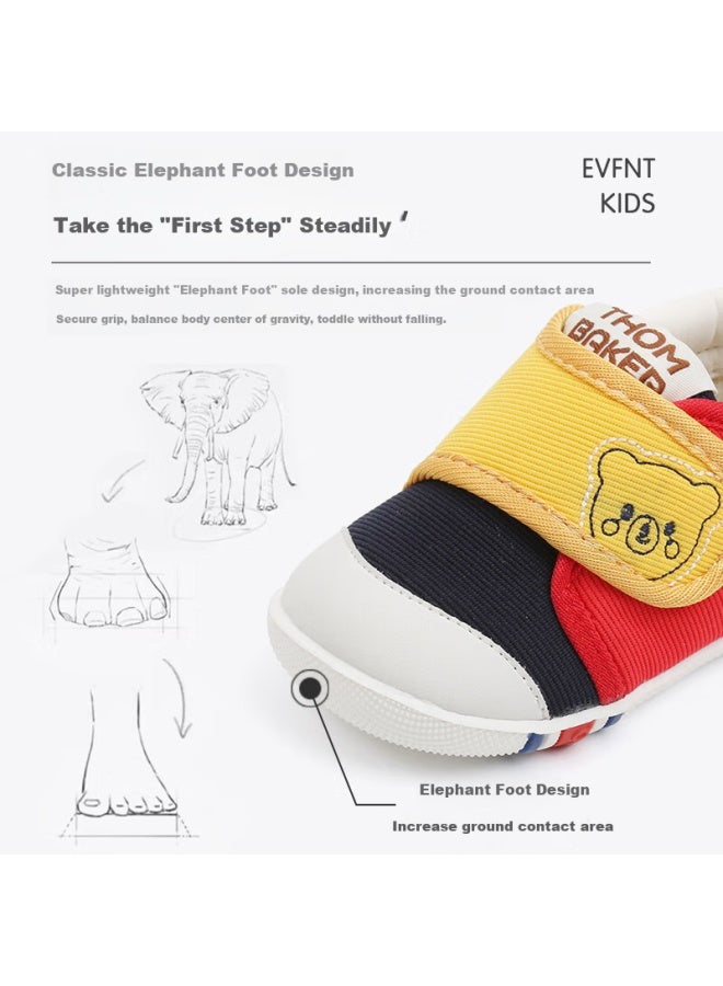 Thombaker Baby Walking Shoes Spring Girls Soft Bottom Baby Boys Functional Shoes Infant Toddler Shoes Red Bear Size 17 - Image 2