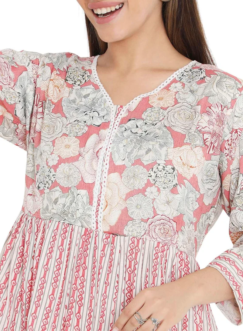HANA & SARA SHORT PRINTED VISCOSE ELEGANT PRINTED ARABIC KAFTAN JALABIYA DRESS