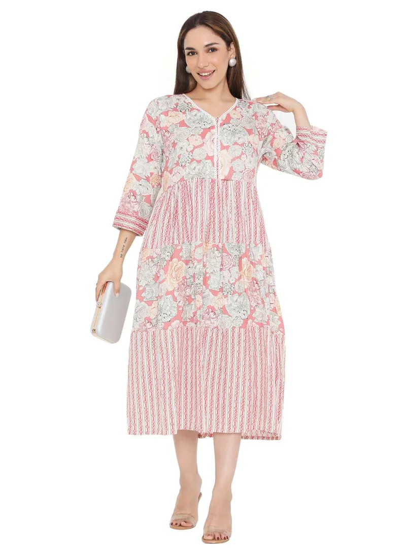 HANA & SARA SHORT PRINTED VISCOSE ELEGANT PRINTED ARABIC KAFTAN JALABIYA DRESS