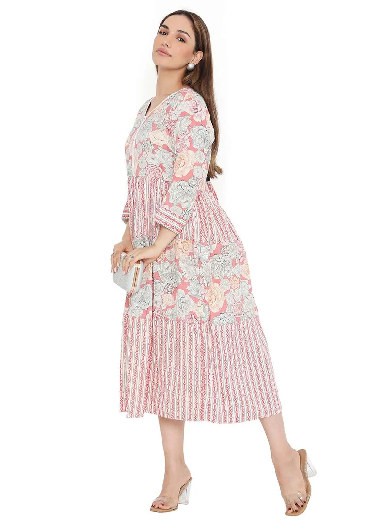 HANA & SARA SHORT PRINTED VISCOSE ELEGANT PRINTED ARABIC KAFTAN JALABIYA DRESS