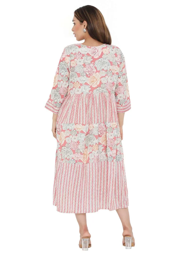 HANA & SARA SHORT PRINTED VISCOSE ELEGANT PRINTED ARABIC KAFTAN JALABIYA DRESS