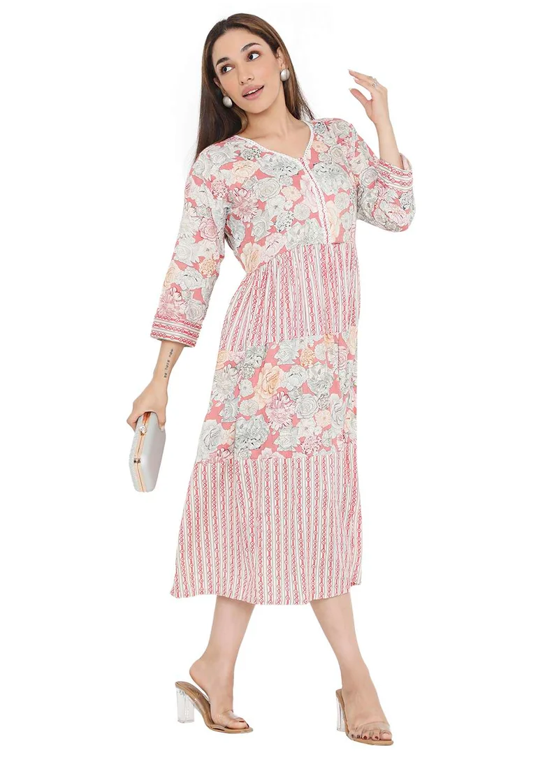 HANA & SARA SHORT PRINTED VISCOSE ELEGANT PRINTED ARABIC KAFTAN JALABIYA DRESS