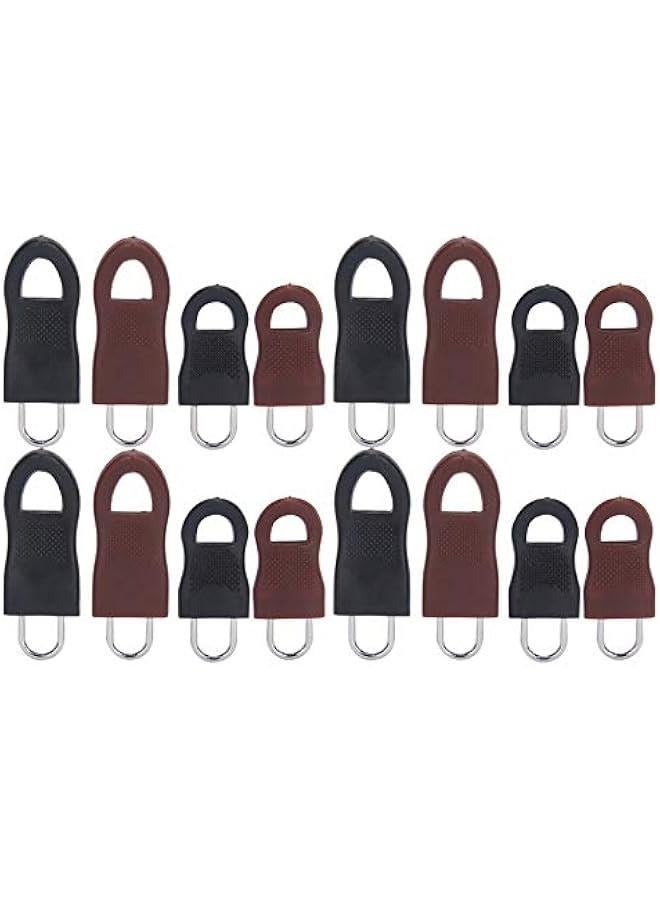 Zipper Pull Tag Set, Universal Detachable Zipper Pull Tag Set Alloy Rubber Fixer Puller Tab Replacement Black Zipper Pulls for Jacket Luggage Backpack Purse Boots Pants Replacement  - Image 1