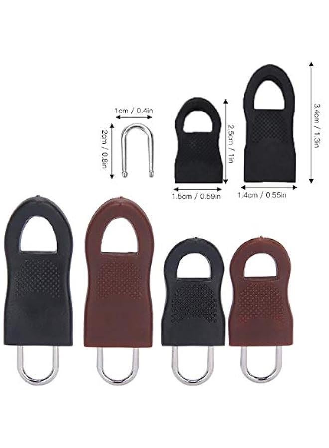 Zipper Pull Tag Set, Universal Detachable Zipper Pull Tag Set Alloy Rubber Fixer Puller Tab Replacement Black Zipper Pulls for Jacket Luggage Backpack Purse Boots Pants Replacement  - Image 5