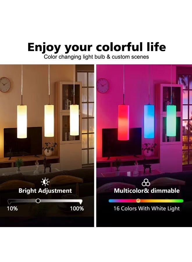 أيه بي جي مصباح LED RGB بقوة 10 واط بقاعدة E27 مع تحكم عن بعد إضاءة متغيرة الألوان أبيض دافئ وبارد سطوع قابل للتعديل مصباح ديكور منزلي إضاءة مزاجية لغرفة النوم والحفلات موفر للطاقة للاستخدام اليومي والهدايا - Image 3