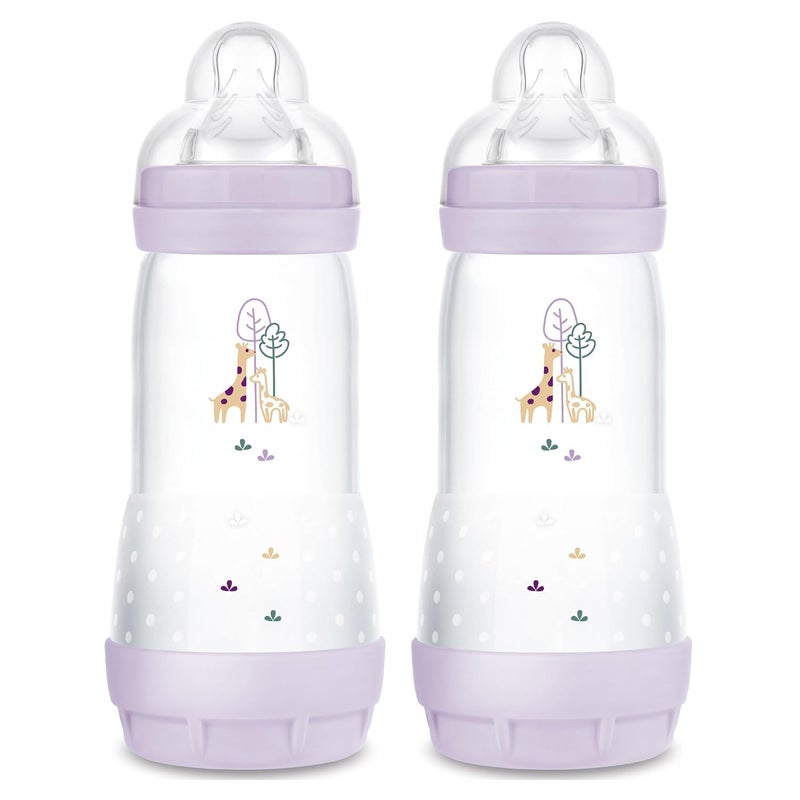 MAM 11oz Easy Start AntiColic Baby Bottles Fast Flow BreastfeedingLike Silicone Nipple Reduces Colic Gas  Reflux EasytoClean BPAFree 4 Plus Months - Image 1