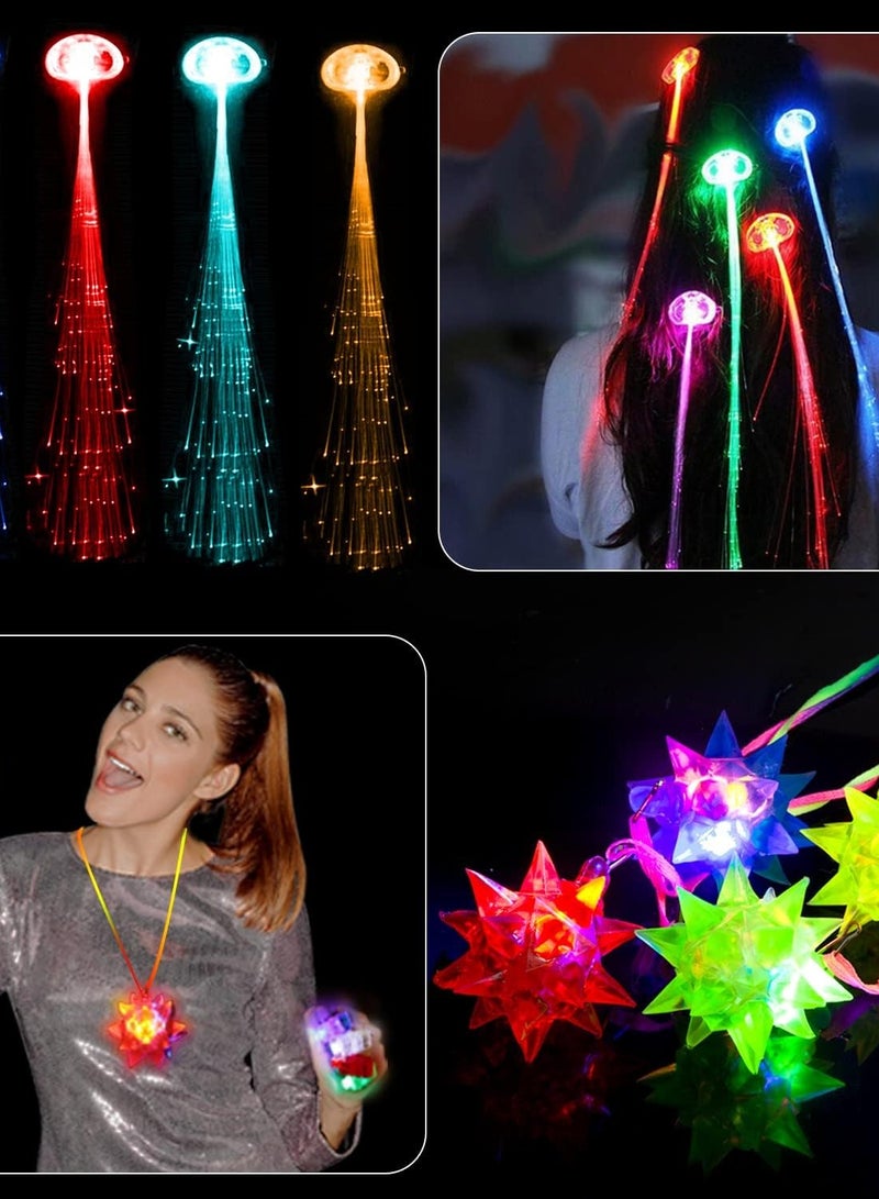 MIBOTE 83Pcs Led Light Up Toys Party Favors Glow in the Dark Party Supplies for Kid/Adults Halloween with 50 Finger Lights, 8 Jelly Rings,Flashing Glasses... - Image 3