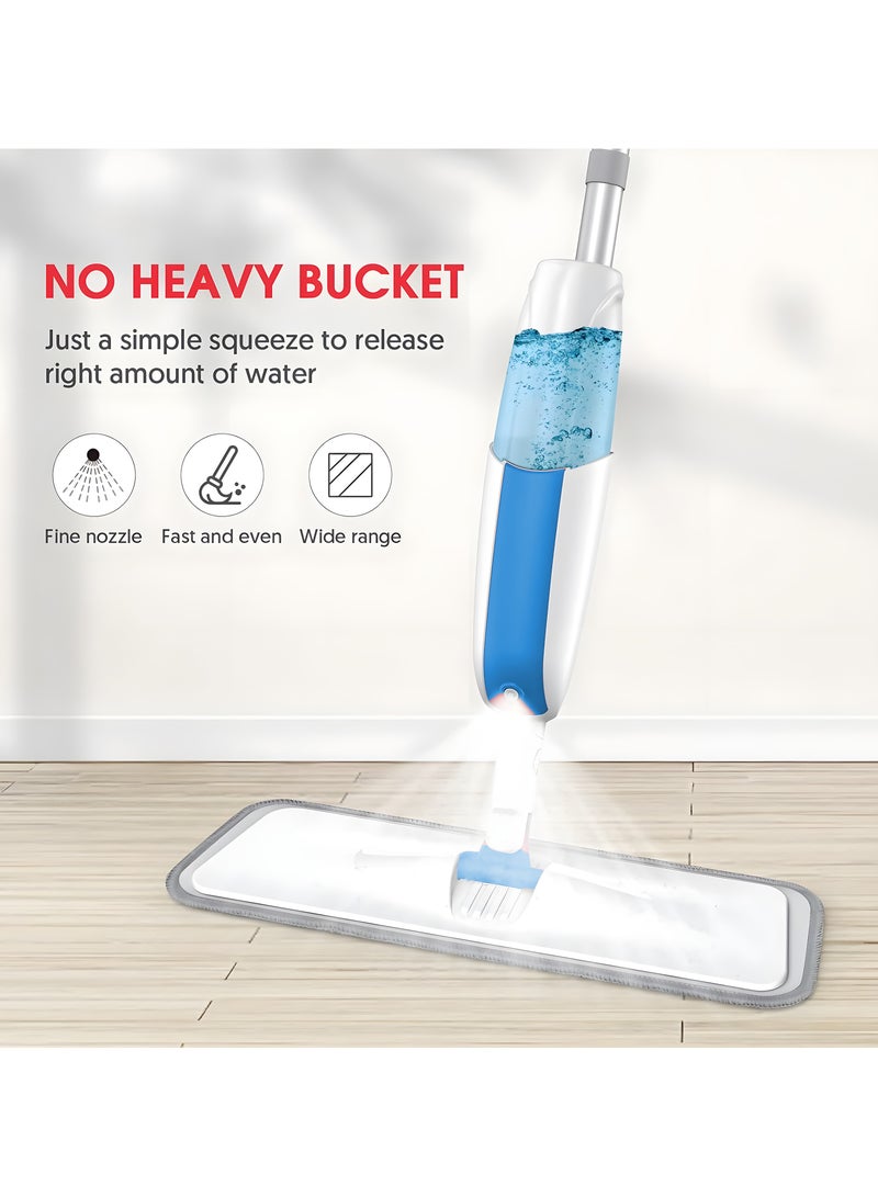 DRIZO Spray Mop for Floor Cleaning, Floor Cleaner with Reusable Mop, Spray Mop with 300ML Refillable Bottle, Washable Pads, Wet/Dry Microfiber mops for floor cleaning (BLUE)  - Image 2
