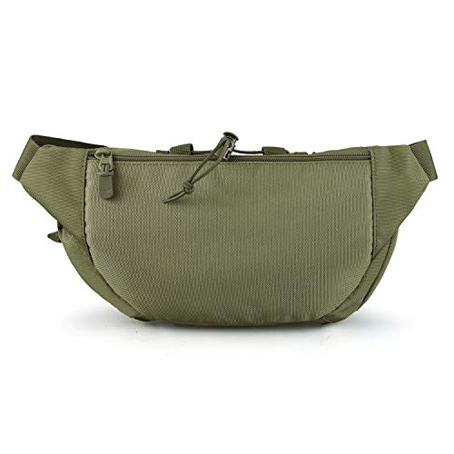 FRTKK Tactical Fanny Pack Military Waist Bag Pack with USA Flag Patch Utility Hip Pack with Adjustable Strap for Outdoors Fishing Cycling Camping Hiking Dog Walking (Army green) - Image 4