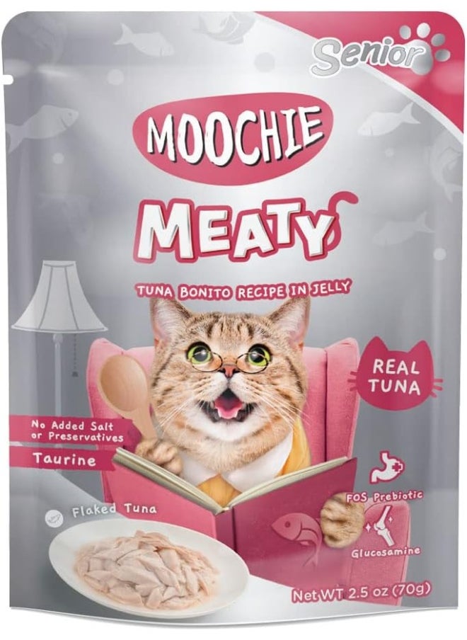 MOOCHIE Cat Food Tuna And Bonito Recipe In Jelly Pouch 70G (12 Pouch)  - Image 1