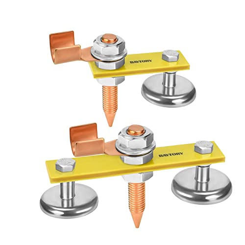 BAYTORY Upgrade Magnetic Welding Support Ground Clamp Tools, Double + Single Welding Magnet Head, Strong Magnetism Large Suction, Copper Tail Welder Stability Clamps - Image 1