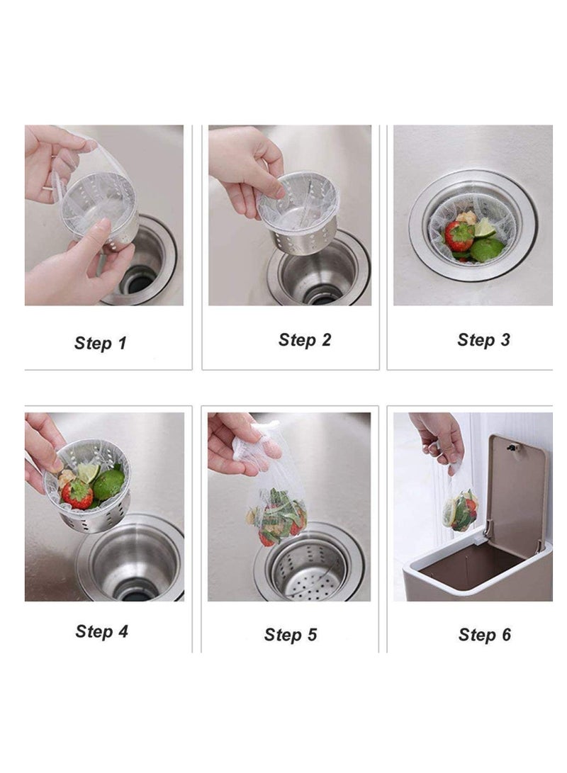 Meetion Kitchen Sink Strainer Mesh Bag- 100PCS Disposable Sink Net Strainer Filter Bags for Sink Drain for Collecting Kitchen Food Waste Leftover Garbage - Image 4