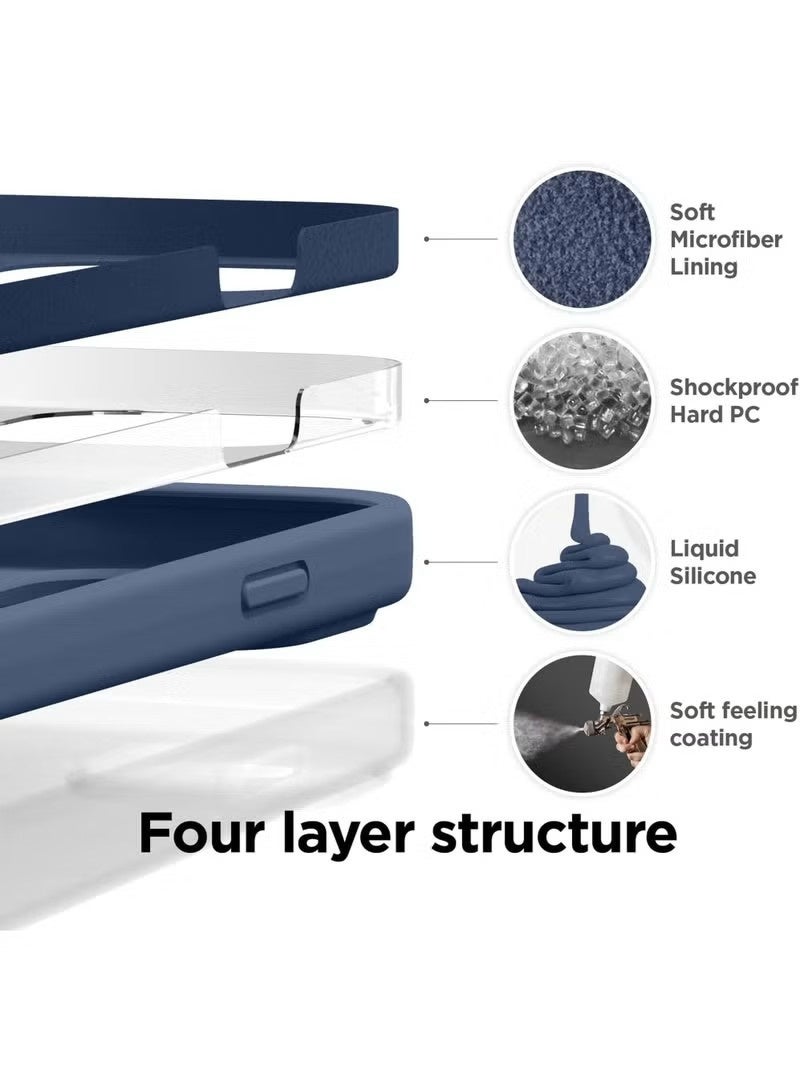 general Liquid Silicone Case for iPhone 15 Pro - Slim Full-Body Protective Cover with Soft Microfiber Lining - Storm Blue - Image 4