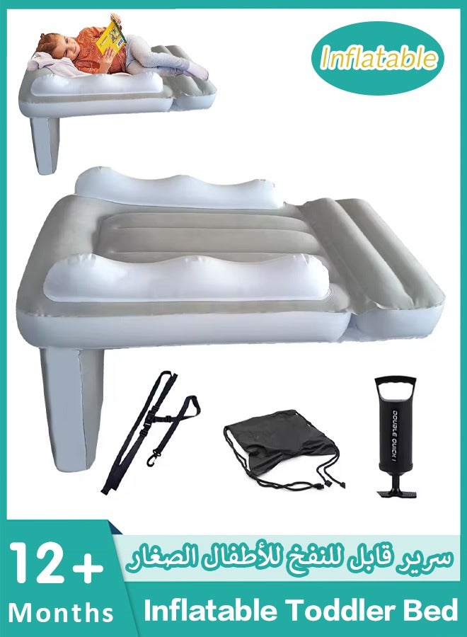 Vividorad Airplane Bed for Kids , Toddler Travel Inflatable Bed Easy to Inflate Deflate and Clean,Airplane Seat Extender for Kids - Plane Bed for Toddler Baby Air Mattress, Toddler Blow Up Bed with Sides Pump and Belt, Kids Aero Bed for Train Airplane Car - Image 1