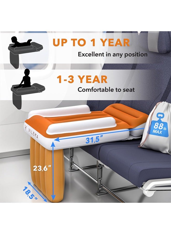 Vividorad Airplane Bed for Kids , Toddler Travel Inflatable Bed Easy to Inflate Deflate and Clean,Airplane Seat Extender for Kids - Plane Bed for Toddler Baby Air Mattress, Toddler Blow Up Bed with Sides Pump and Belt, Kids Aero Bed for Train Airplane Car - Image 2