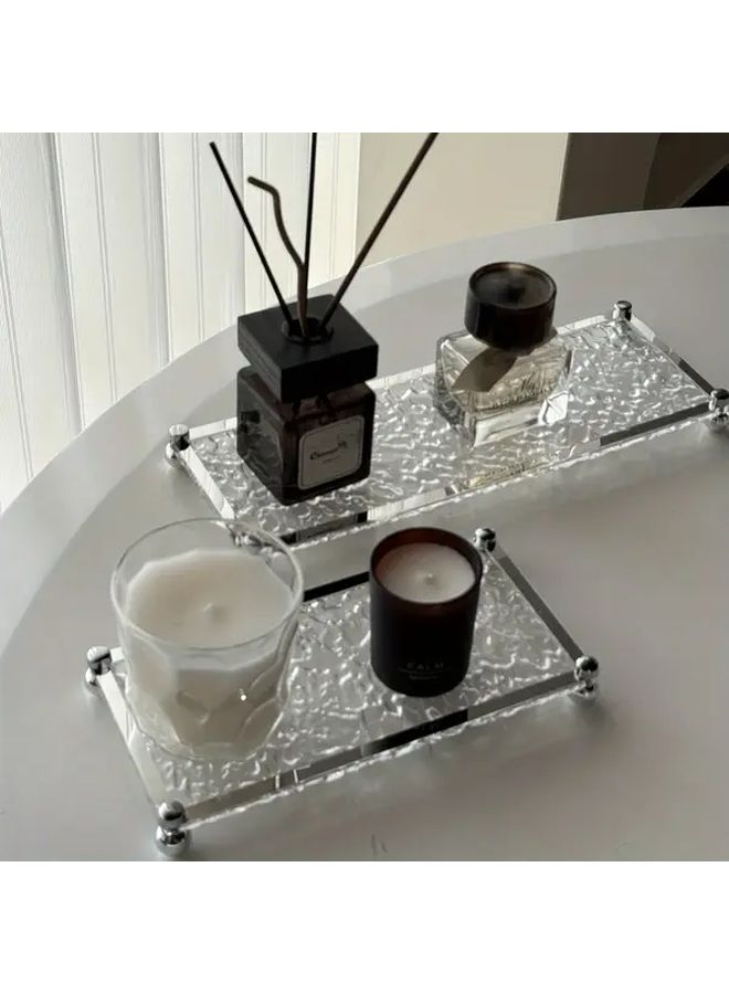 Long Section Stone Pattern Tray Acrylic Clear Bathroom Sink Caddy Cosmetic Perfume Bottle Storage Organizer Modern Home Vanity Tray - Image 1