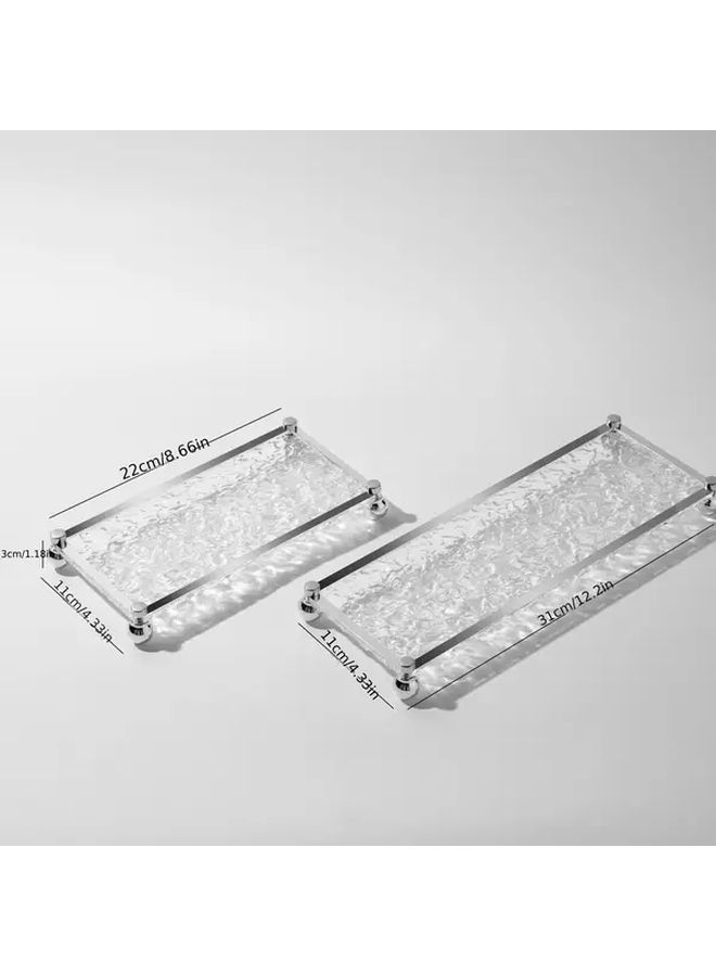 Long Section Stone Pattern Tray Acrylic Clear Bathroom Sink Caddy Cosmetic Perfume Bottle Storage Organizer Modern Home Vanity Tray - Image 4