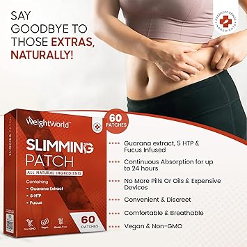 WeightWorld Slimming Patches 60 Patches 2 Months Pack Guarana 5 HTP Fucus Infused Natural Safe Ultra Thin Transparent for Waist Belly Thighs Butt Other Body Part Suits Sensitive Skin - Image 2