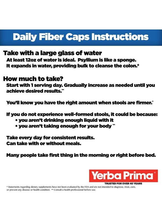 Yerba Prima Daily Fiber Caps Formula 400 Capsules Both Soluble And Insoluble With Psyllium Seed Husks Acacia Gum Apple Fiber And More Dietary Supplement - Image 4