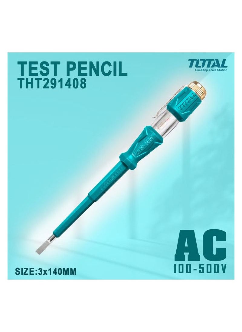 TOTAL - TOTAL Test Pencil Line Tester Screw Driver 140mm Neon Bulb Test Voltage AC 100-500V  THT291408 - Image 1