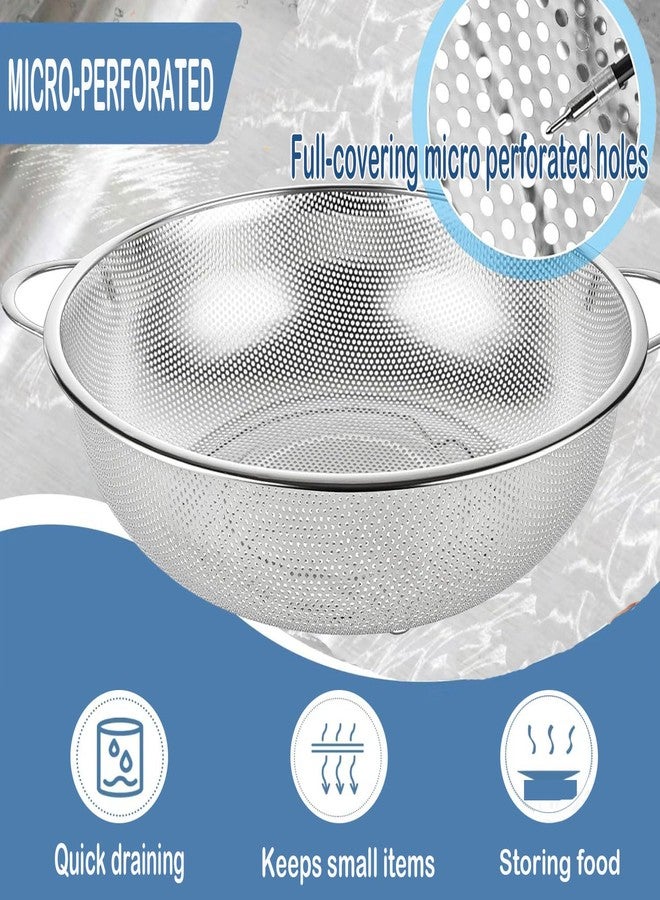 LANYOTA Stainless Steel Colander 25.5cm, 4 Quart Micro-Perforated Food Strainer with Handles, Metal Colander for Draining Washing Rinsing Steaming, Thickened Metal Sieve Ideal for Pasta Vegetables Fruit - Image 3