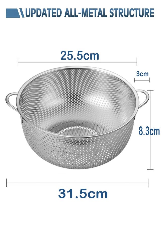 LANYOTA Stainless Steel Colander 25.5cm, 4 Quart Micro-Perforated Food Strainer with Handles, Metal Colander for Draining Washing Rinsing Steaming, Thickened Metal Sieve Ideal for Pasta Vegetables Fruit - Image 4