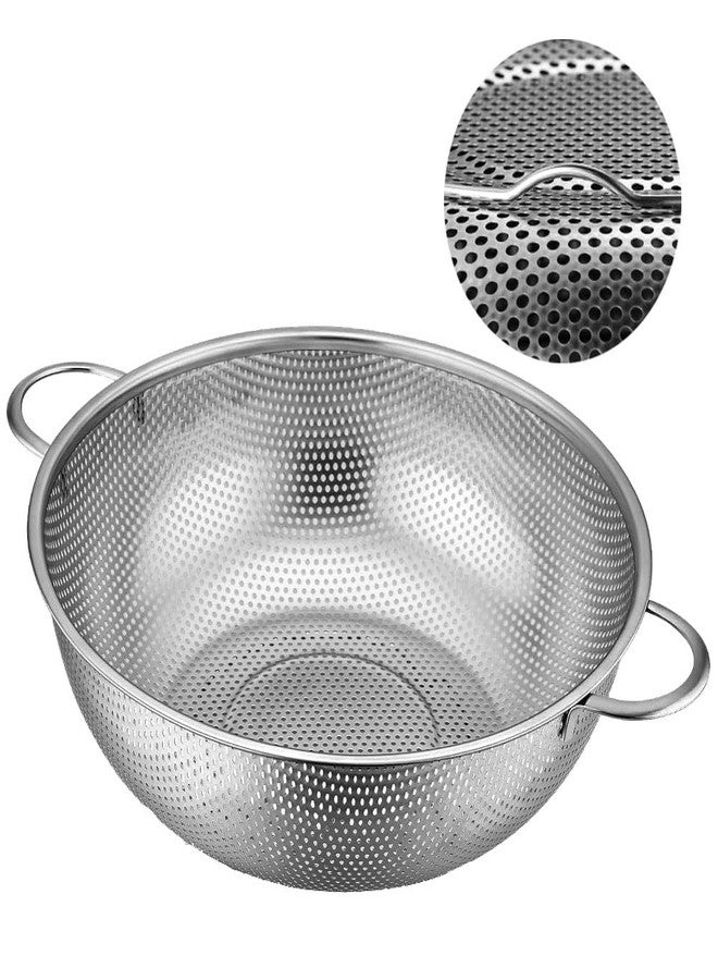 LANYOTA Stainless Steel Colander 25.5cm, 4 Quart Micro-Perforated Food Strainer with Handles, Metal Colander for Draining Washing Rinsing Steaming, Thickened Metal Sieve Ideal for Pasta Vegetables Fruit - Image 1