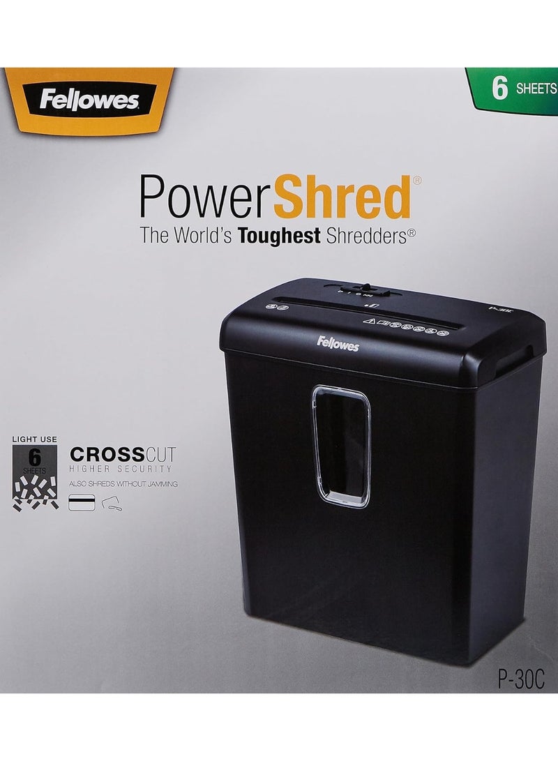 Fellowes P-30c Cross Cut Paper Shredder, Black - Image 4