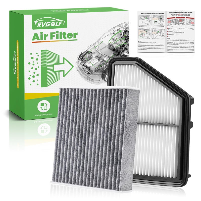 RVgolf Engine+Cabin Air Filters Set Fit for Honda Civic 2016-2026 (2.0L), HR-V HRV 2023-2026 (2.0L) (Only Naturally Aspirated!) Engine Air Filter AC Filter Replacement Accessories# CF11182 CA12051 - Image 1