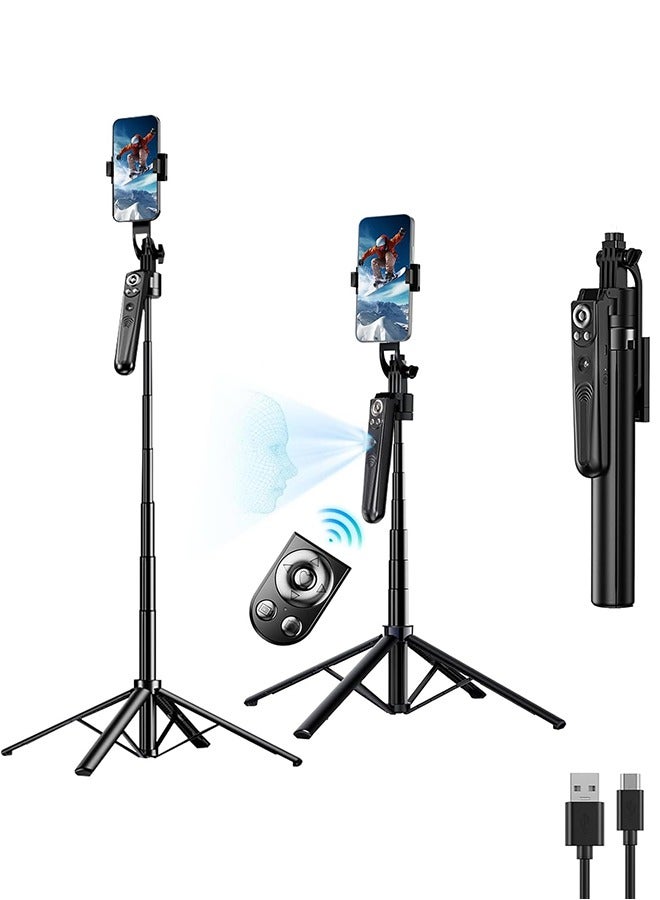 Garlo 180CM Auto Face Tracking Tripod 360°with Stand,Android and iPhone Tripod Holder with Remote and Gesture Control, No App,Built-in Tracking Camera Selfie Stick for Live Vlog Streaming Video Tiktok