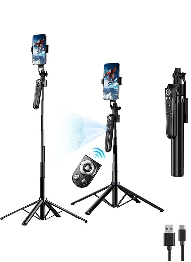 Garlo - 180CM Auto Face Tracking Tripod 360°with Stand,Android and iPhone Tripod Holder with Remote and Gesture Control, No App,Built-in Tracking Camera Selfie Stick for Live Vlog Streaming Video Tiktok - Image 1