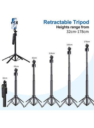 180CM Auto Face Tracking Tripod 360°with Stand,Android and iPhone Tripod Holder with Remote and Gesture Control, No App,Built-in Tracking Camera Selfie Stick for Live Vlog Streaming Video Tiktok - view 2
