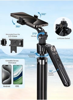 Garlo 180CM Auto Face Tracking Tripod 360°with Stand,Android and iPhone Tripod Holder with Remote and Gesture Control, No App,Built-in Tracking Camera Selfie Stick for Live Vlog Streaming Video Tiktok  - Image 4