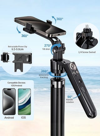 180CM Auto Face Tracking Tripod 360°with Stand,Android and iPhone Tripod Holder with Remote and Gesture Control, No App,Built-in Tracking Camera Selfie Stick for Live Vlog Streaming Video Tiktok - view 4